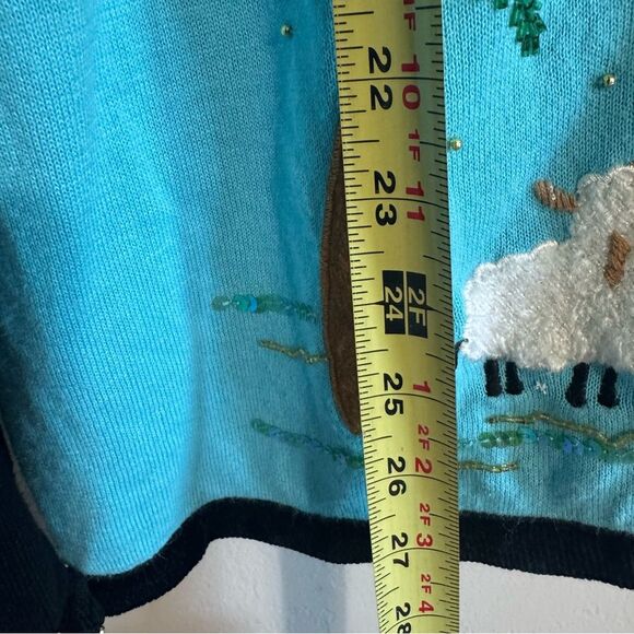 Vtg Quacker Factory Christmas Cardigan Sweater XL Zip Nativity Novelty Jesus - Picture 7 of 9